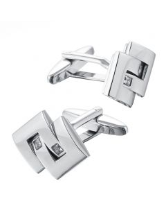 Intertwined block cufflinks set with clear crystals Gaventa London luxury box included