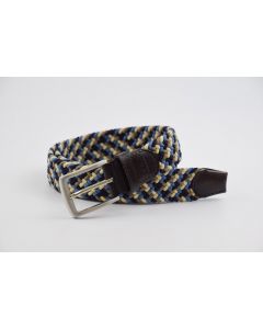 Ibex Leather/Elastic Woven Blue/Grey/Navy/Beige Belt