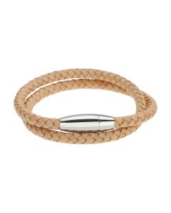 Natural leather wrap bracelet with stainless steel clasp Gaventa London luxury box included