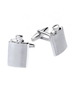 Brushed hip flask novelty cufflinks with standard gift box