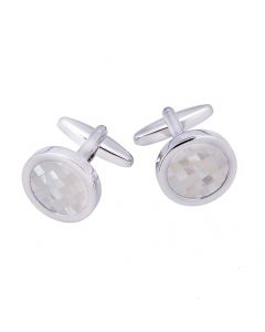 Mother of Pearl mosaic round cufflinks. Gaventa London luxury box included