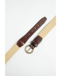 IBEX of England 30mm Elastic Webbing Belt with Brass Buckle and Leather Ends