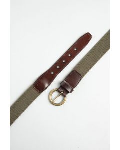 IBEX of England 30mm Elastic Webbing Belt with Brass Buckle and Leather Ends