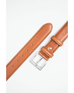 IBEX of England 40mm Full Grain Leather Belt with Nickel Buckle and Stitching
